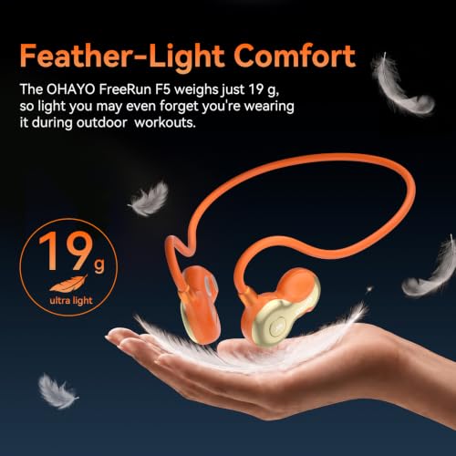 OHAYO Open Ear Headphones, Bluetooth 6.0 Air Conduction Sports Earbuds, 19g - color: Orange