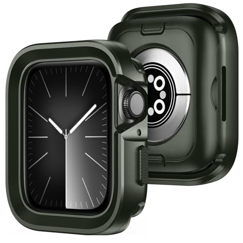 Amizee 2 in 1 Metal Rugged Case Compatible with Apple Watch SE 3/2/1 Series 6/5/4 44mm, Aluminum Shockproof Protective Bumper Cover for iWatch 44mm, Army Green - color: Army Green, size: 44mm