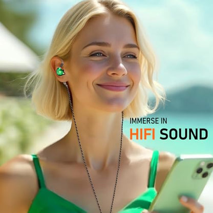 Audiovance Vibes 202ML HiFi Wired Earbuds for iPhone 14/13/12/11/X, Pro Max - color: 6-Green
