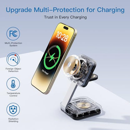 2026 Traveling Wireless Mag-Safe Fast Magnetic 3 in 1Charging Station - color: Black