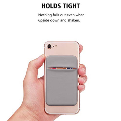OBVIS Cell Phone Pocket Self Adhesive Card Holder Stick On Wallet Sleeve with Adhesive RFID Card ID Credit Card ATM Card Holder for iPhone Android 2 PACK GRAY - color: Gray