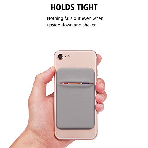 OBVIS Cell Phone Pocket Self Adhesive Card Holder Stick On Wallet Sleeve with Adhesive RFID Card ID Credit Card ATM Card Holder for iPhone Android 2 PACK GRAY - color: Gray