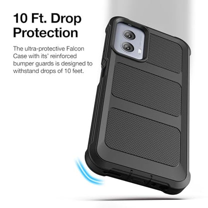 Encased Rugged Belt Case for Moto G Power 5G 2024, Full Body Protective Case with Tempered Screen Protector and Holster Clip (Black) (2024) - size: 2024