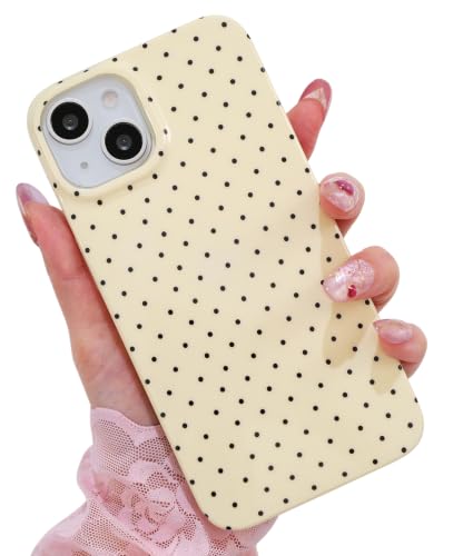 Polka dots case for iPhone 13/14 Yellow | Polka dots，Full Protection Soft TPU，will not peel, fade or rub off ，Kawaii Cute Phone Case for Women Girls - color: Imd Polka Dots Yellow