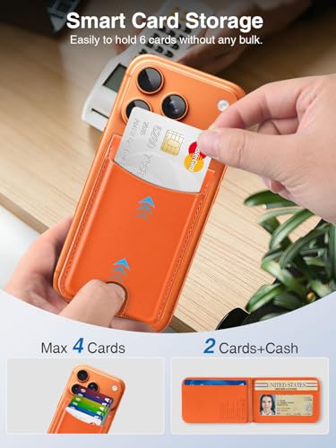 TopMade for MagSafe Wallet Works with Find My, Strongest Magnetic Wallet - color: Orange
