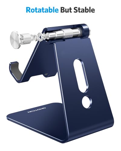 OMOTON C2 Adjustable Cell Phone Stand with Charging Cutout, Navy Blue - color: Navy Blue
