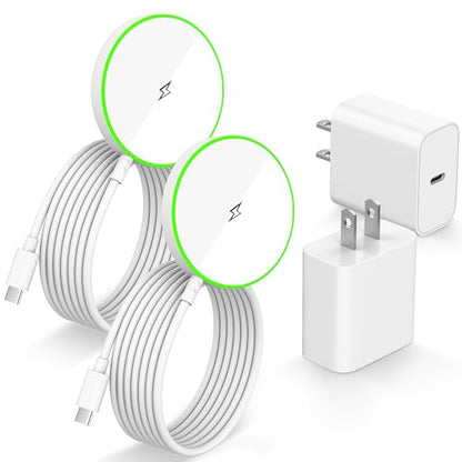 Magnetic Wireless iPhone Charger,[Apple MFi Certified]2Pack PD Fast Charging Block with 6Feet Fast Mag Safe Wireless Charging Pad Magnetic Charger for iPhone 17/17Air/17 Pro Max/16/15/14/13/12,AirPods