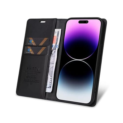 Caseurban Compatible with iPhone 15 Pro Max Wallet Case PU Leather Flip Folio Case with Card Holder Magnetic Closure Shockproof Protective Phone Cover Black - color: Black, size: iPhone 15 Pro Max