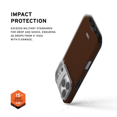 URBAN ARMOR GEAR UAG Designed for iPhone 17 Pro Case Fibr Armr - Compatible with MagSafe Military Grade Protective Cover, Solar Flare/Charcoal - color: Fibr Armr - Solar Flare/Charcoal