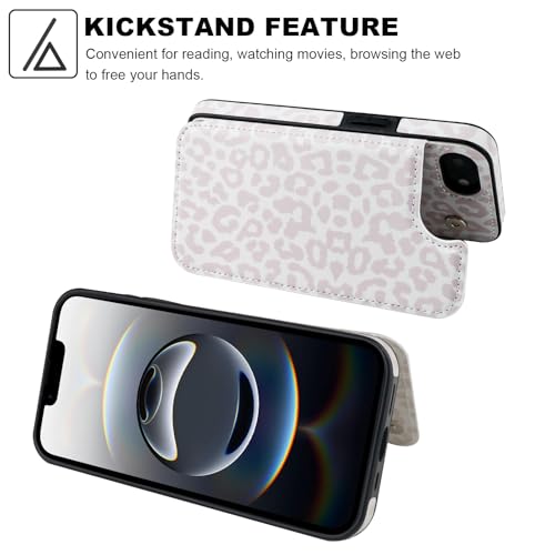 HAOPINSH for iPhone 16e Case Wallet with Card Holder, White Leopard Cheetah Pattern Back Flip Folio PU Leather Kickstand Card Slots Case for Women Girls, Double Magnetic Clasp Shockproof Cover 6.1" - color: White Leopard