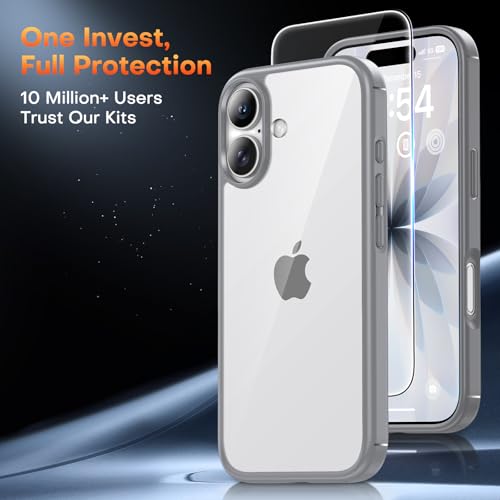TAURI for iPhone 17 Case, Anti-Yellowing with Screen Protector, Military-Grade Protection Shockproof Slim Phone Case for iPhone 17, Grey - color: E-Titanium