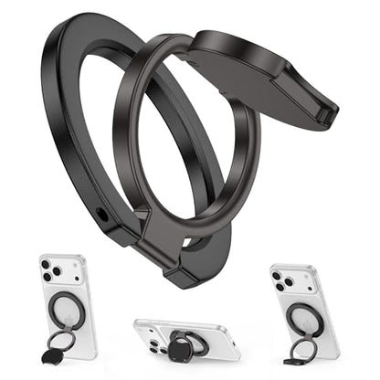 Magnetic Phone Ring Holder for MagSafe Dual-Side 360° Rotation Strong Magnet Finger Cell Phone Ring Grip Stand MagSafe Kickstand for iPhone 17 Pro Max/17 Pro/17/16/15/14/13/12,Samsung,Android,iPad