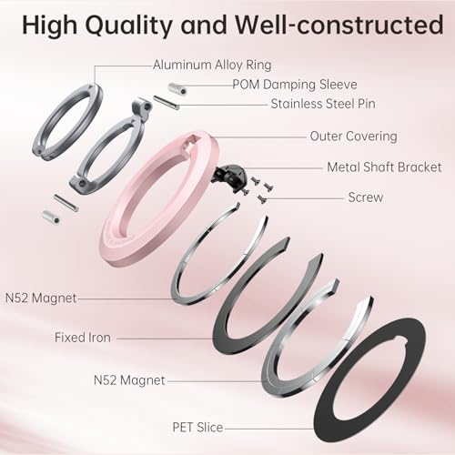 SYNCWIRE Magnetic Phone Ring Holder, for MagSafe Phone Grip Stand Kickstand - color: Pink