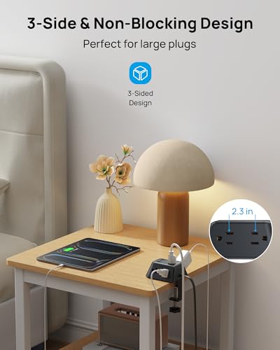 TROND Desk Clamp Power Strip, Surge Protector with 5 Widely Spaced Outlets - color: Black, size: 10FT (2U1C)