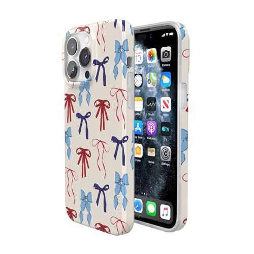 Casely iPhone 14 Pro Case | American Girlie | Red White & Blue Bows | Compatible with MagSafe | Classic Ultra Thin Design - color: American Girlie | Red White & Blue Bows, size: Iphone 14 Pro