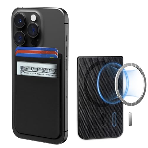 CloudValley Magnetic Wallet Compatible with MagSafe for iPhone 17/16/15/14/13/12 Series, 5 Card Stick on Back of Phone Credit Cards& ID Card Cell Phone Card Holder for Phone Case with Mag-Safe, Black - color: Black