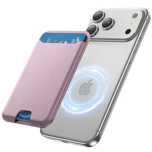 TWZKG for MagSafe Wallet, 3 Cards Holder, Slim Magnetic Phone Wallet for iPhone 17/16/15/14/13/12 Pro Max Plus Air Series,RFID Blocking Vegan Leather,Pink - color: Pink