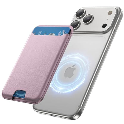 TWZKG for MagSafe Wallet, 3 Cards Holder, Slim Magnetic Phone Wallet for iPhone 17/16/15/14/13/12 Pro Max Plus Air Series,RFID Blocking Vegan Leather,Pink - color: Pink