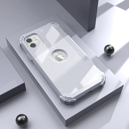 IDweel for iPhone 11 Case with Screen Protector(Tempered Glass), Hybrid 3 in 1 Shockproof Slim Fit Heavy Duty Protection Hard PC Cover Soft Silicone Bumper Full Body Case,Glitter Grey - color: Glitter Grey