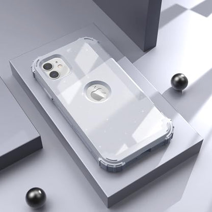 IDweel for iPhone 11 Case with Screen Protector(Tempered Glass), Hybrid 3 in 1 Shockproof Slim Fit Heavy Duty Protection Hard PC Cover Soft Silicone Bumper Full Body Case,Glitter Grey - color: Glitter Grey