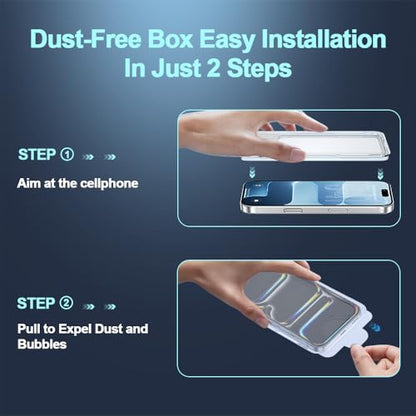9H+ Tempered Glass for iPhone 17 Air Screen Protector with Auto Dust Removal Installation Frame Military Grade Protection (Scratch, Shatter, Drop Resistance) Full Edge Coverage 6.5" 2025, 2 Pack - size: iPhone 17 Air
