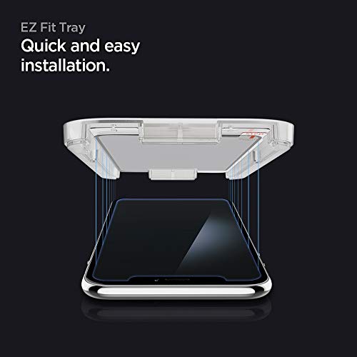 Spigen Tempered Glass Screen Protector [GlasTR EZ FIT] designed for iPhone 11 / iPhone XR [6.1 inch] [Case Friendly] - 2 Pack | 9H+ tempered glass, Scratch resistance, auto-align tray, Lab-tested 100% clarity, Original touch, Case-friendly, 2 Pack - size: