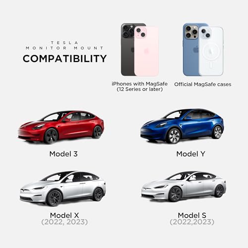 CYBERGUYS! Magnetic Phone Mount for Tesla Monitor - Tesla Model 3/Y X/S (2022) Accessories for All Cell Phones - Strong Magnetic Hold Tesla Phone Mount - Tesla Phone Holder Mag Safe Compatible - Black