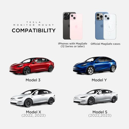 CYBERGUYS! Magnetic Phone Mount for Tesla Monitor - Tesla Model 3/Y X/S (2022) Accessories for All Cell Phones - Strong Magnetic Hold Tesla Phone Mount - Tesla Phone Holder Mag Safe Compatible - Black