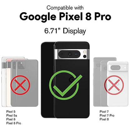 VENA vCommute for Google Pixel 8 Pro Wallet Case, Black | Military-Grade Drop Protection, Premium Leather Magnetic Flap Cover, Hidden Card Holder, RFID Blocking, Multi-Angle Kickstand - size: Google Pixel 8 Pro, style: Pixel 8 Pro