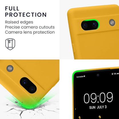 kwmobile Case Compatible with Google Pixel 7a Case - Protective Slim TPU Phone Cover - Soft Matte Finish - Honey Yellow - color: honey yellow