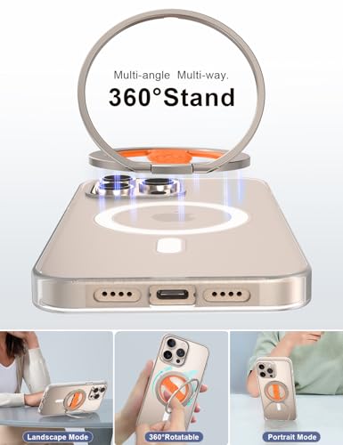 EWA MagOne 3rd Gen [Compatible with MagSafe] Phone Grip Stand with Finger Strap, Removable Magnetic Ring Holder Kickstand Loop for iPhone 17,16,15,14,13,12 Series-(Gold-Orange) - color: Gold-Orange
