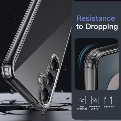 JETech Case for Samsung Galaxy S25 FE, Anti-Yellowing, Black | Shockproof Protection, Scratch Resistant Hard PC Back, Durable Transparent TPU Bumper - color: Black, size: Galaxy S25 FE