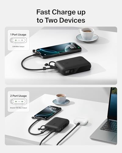 Belkin 10000mAh 20W Slim 2C Power Bank w/Digital Display for iPhone, Galaxy - color: Black, style: 10K mAh