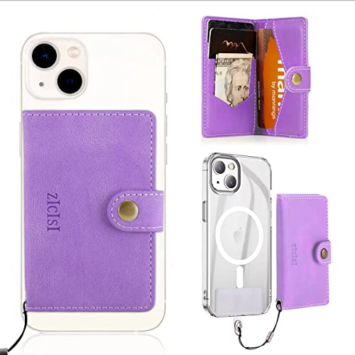 Magnetic Wallet Compatible with MagSafe with 5 Card Holders for iPhone 16/15/14 Pro Max/14 Pro/14 Plus/13/12 Series with RFID Protected,Vegan Leather,Purple - color: Purple