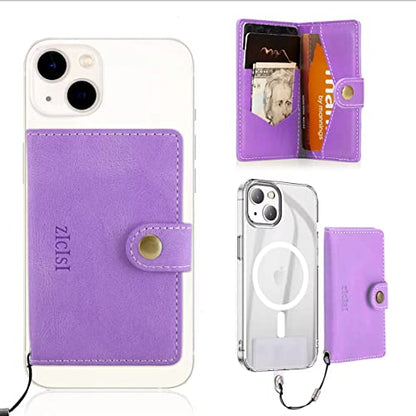 Magnetic Wallet Compatible with MagSafe with 5 Card Holders for iPhone 16/15/14 Pro Max/14 Pro/14 Plus/13/12 Series with RFID Protected,Vegan Leather,Purple - color: Purple
