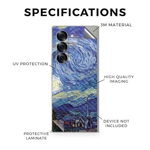 Carbon Fiber Phone Skin Compatible with Samsung Galaxy Z Fold 6 - Starry Night - Premium 3M Vinyl Protective Wrap Decal Cover - Easy to Apply | Crafted in The USA by MightySkins - color: Starry Night, style: Carbon Fiber Textured Finish