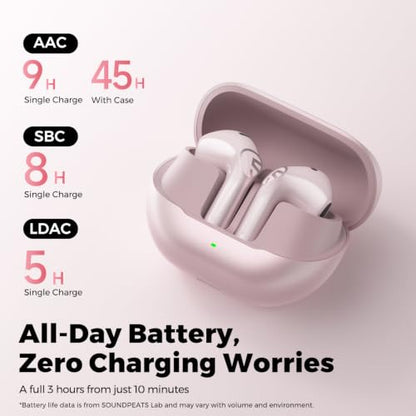 SoundPEATS Air6 HS LDAC Hi-Res Wireless Earbuds, Bluetooth 6.0, 13mm Driver - color: Pink