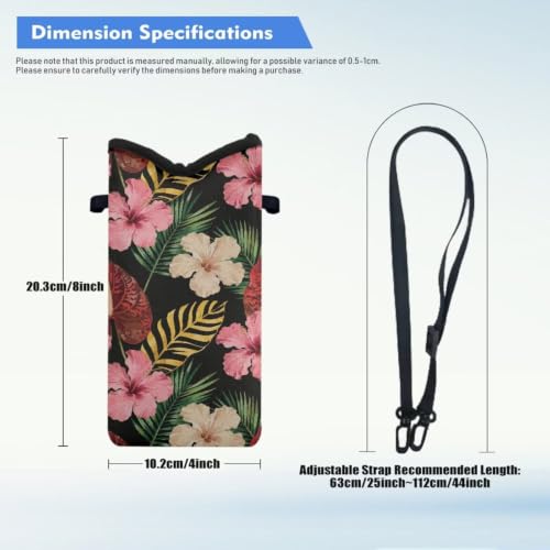 Cellphone Purse Bag with Adjustable Strap Waterproof Shockproof Crossbody Mini Shoulder Handbags Portable Phone Sleeve Case for Women, 8 x 4 Inch, Tropical Hibiscus Flower Palm Leaf - color: Tropical Hibiscus Flower Palm Leaf