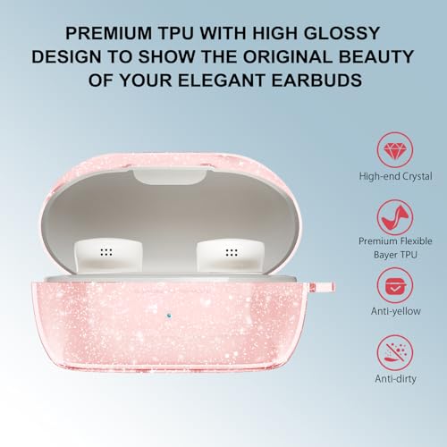 Aircawin for Bose New QuietComfort Earbuds Case Clear Glitter 2024 - color: Clear Pink Glitter