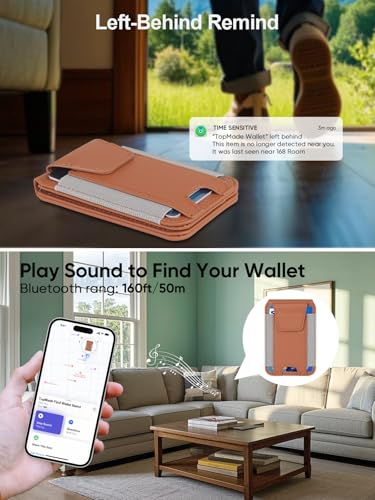 for MagSafe Wallet Works with Apple Find My, Strongest Magnetic Wallet - color: Brown