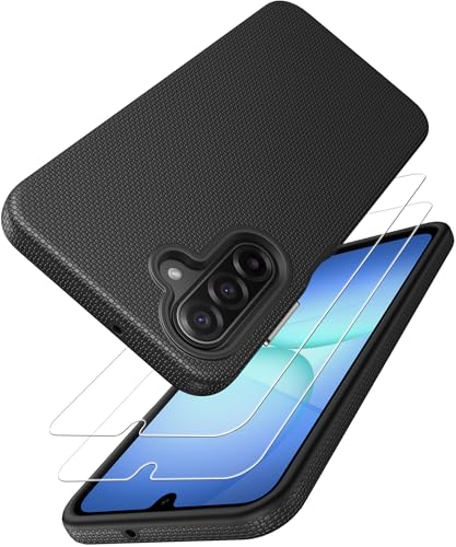 SSLOTSCASE for Samsung Galaxy A17 5G Phone Case, Black | 2X Screen Protector, Support Wireless Charging, Slim Rugged Dual Layer Design Full Body Shockproof Cover for Galaxy A17 6.7'' - color: Black, size: A17