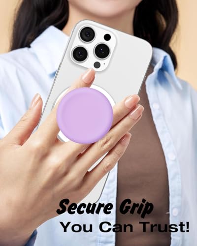 Svanove Silicone Magnetic Phone Grip Compatible with Magsafe Phone Grip Holder, Cute Cell Phones Grips Stand Collapsible Kickstand for iPhone Samsung, Slim Thin Matte Soft Rubber TPU, Purple Lavender - color: Lilac, style: Magnetic