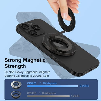 Magnetic Phone Ring Grip Holder for MagSafe Magnet Phone Stand Finger Ring - color: Black