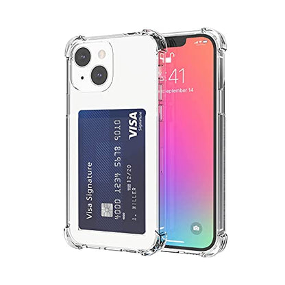 for iPhone 13 mini Clear Card Case, Protective Shockproof TPU Thin Slim Wallet Case with Card Holder Compatible with Magsafe - size: iPhone 13 Mini