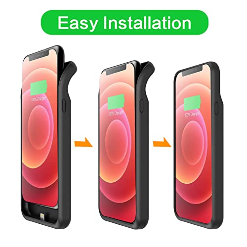 iPhone 12/12 Pro Battery Case, Upgraded 10000mAh Rechargeable Portable Charging Case with Wireless Charging Compatibility for iPhone 12/12 Pro (6.1 inch) with Carplay Battery Pack Charger Case (Black) - size: iPhone 12/12 Pro