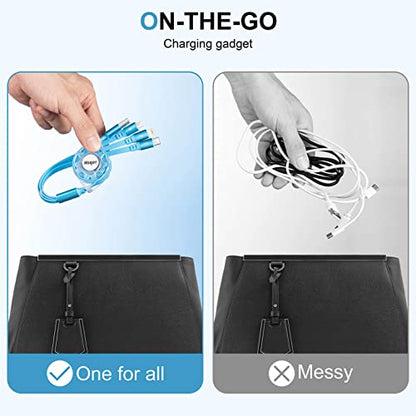Multi Charging Cable,[2Pack 4FT]Retractable Charger Cord 3in1 Charger Cable