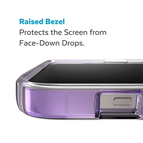 Speck Clear iPhone 15 Plus & 14 Plus Case Drop Protection, Scratch Resistant Dual Layer Slim Phone Case for 6.7" iPhones - Anti-Yellowing & Anti-Fade Case - Ombre Amethyst Purple Fade/Clear GemShell - color: Amethyst Purple Fade/Clear