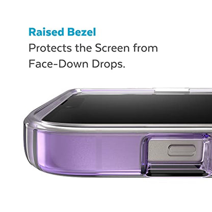 Speck Clear iPhone 15 Plus & 14 Plus Case Drop Protection, Scratch Resistant Dual Layer Slim Phone Case for 6.7" iPhones - Anti-Yellowing & Anti-Fade Case - Ombre Amethyst Purple Fade/Clear GemShell - color: Amethyst Purple Fade/Clear