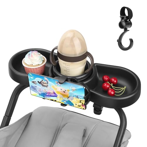 Universal Stroller Snack Tray, 4 in 1 Baby Stroller Tray Attachment - color: Black
