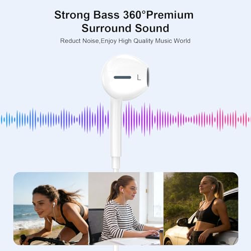 [Apple MFi Certified] Wired Headphones for iPhone Earbuds with Lightning,2 Pack Built-in Mic & Volume Control HiFi Stereo Nosie Reduction in-Ear Earphones Compatible with iPhone 14/13/12/11/XR/XS/X